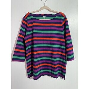 Lands End Sweater XL Striped Cozy Stretch Grandmacore Comfy Lightweight